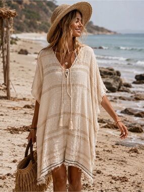 La Mode boho swim coverup tunic caftan OSFO